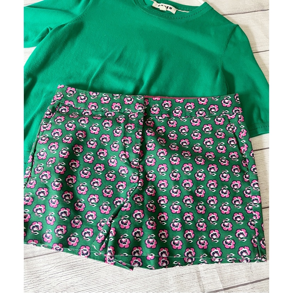 Boden pink/green print Richmond shorts sz 6 - Picture 2 of 8